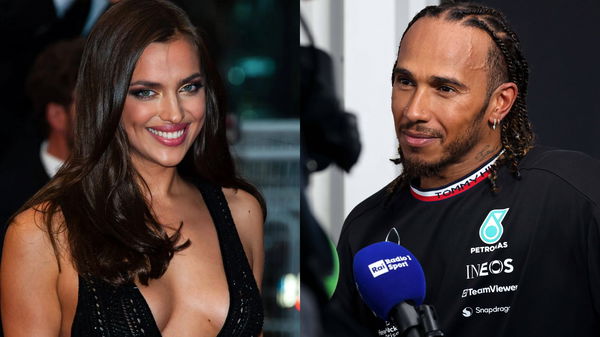 Irina Shayk (L) and Lewis Hamilton (R)