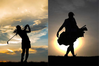 Caddie female golfer silhouette