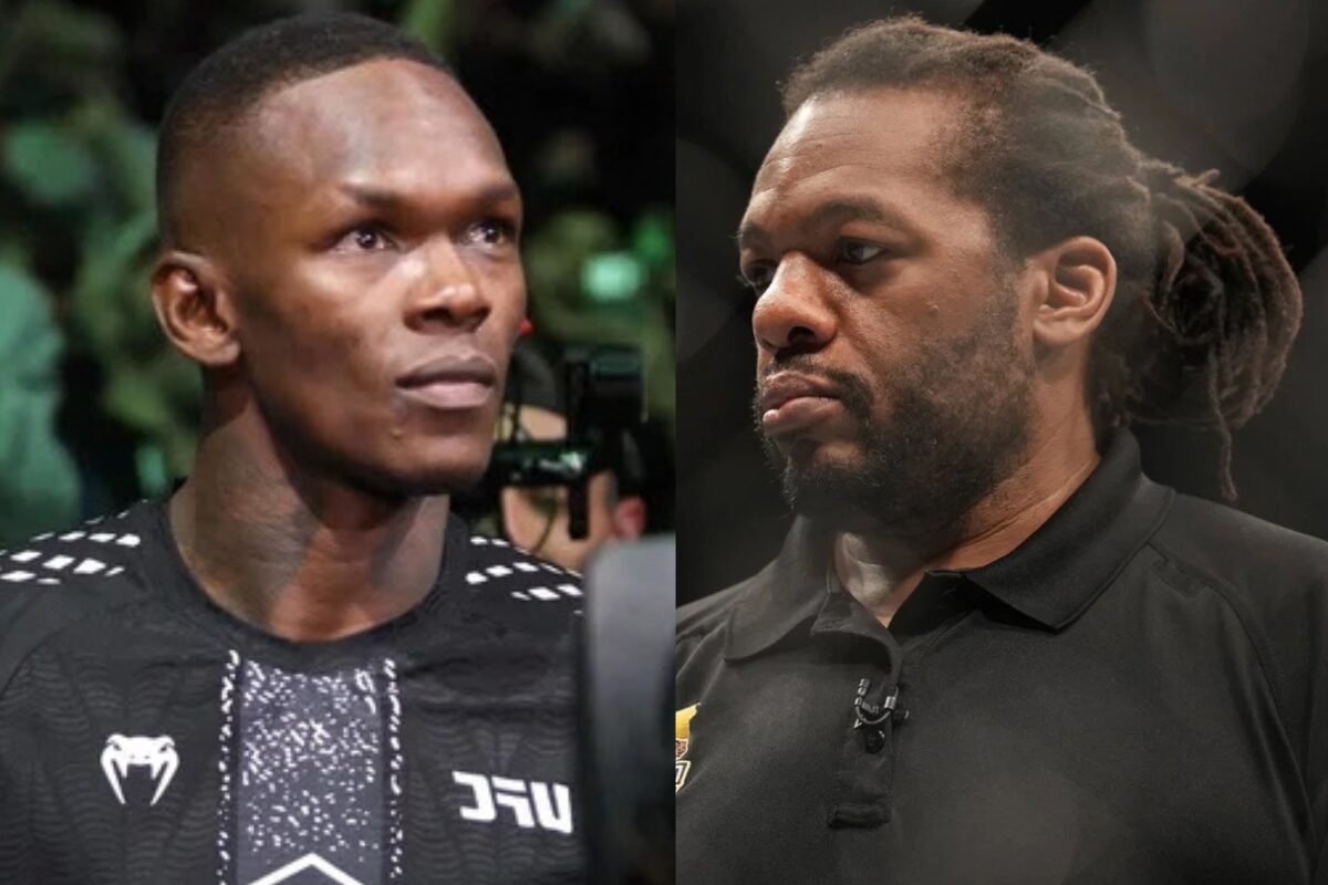 Israel Adesanya Backs Herb Dean Over Controversial Stoppage That Almost Made UFC 332 Fighter Fall Out of the Octagon