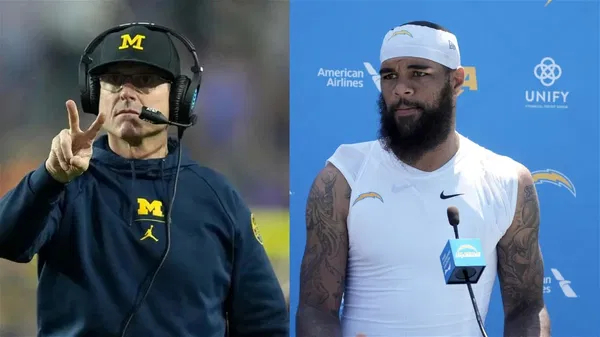 JIm Harbaugh and Keenan Allen