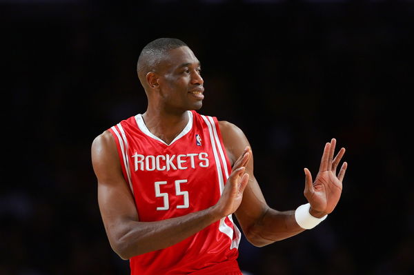 Dikembe Mutombo of the Houston Rockets Gestures During the Game Against the Lakers in 2006. FOR ADVANCE OBIT