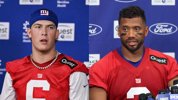 Jaxson Dart and Russell Wilson