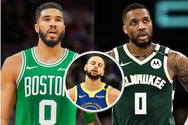 Jayson Tatum, Damian Lillard, and Stephen Curry