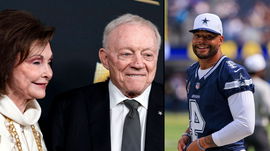 Jerry Jones and his wife (right), Dak Prescot (left)