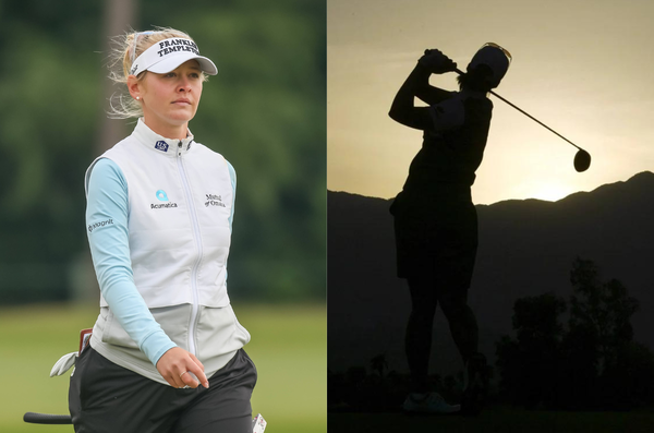 Jessica Korda and golfer silhouette collage