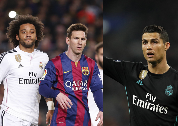 Marcelo, Lionel Messi, and Cristiano Ronaldo