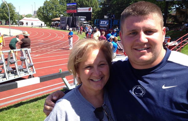 Joe Kovacs and his mother