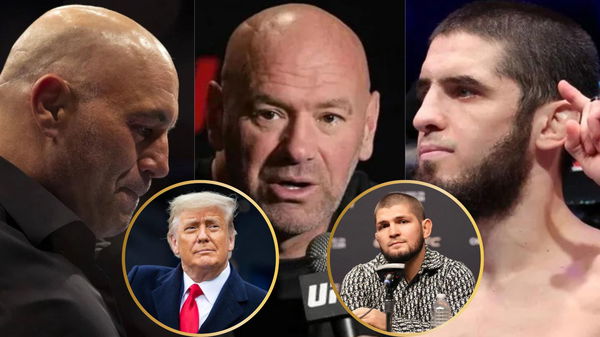 Joe Rogan, Dana White, Islam Makhachev, Donald Trump and Khabib Nurmagomedov