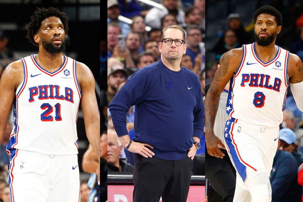 Joel Embiid, Nick Nurse, Paul George