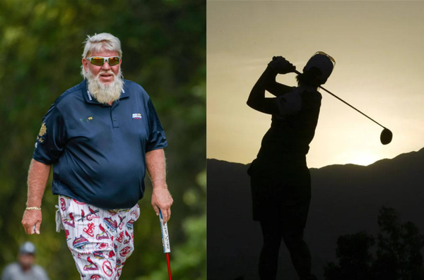 John Daly and Woman golfer silhouette