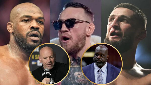 Jon Jones, Conor McGregor and Khamzat Chimaev, Dana White and Shaquille O&#8217;Neal