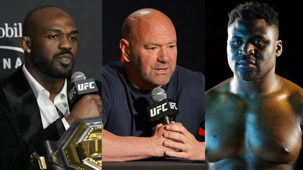 Jon Jones, Dana White and Francis Ngannou