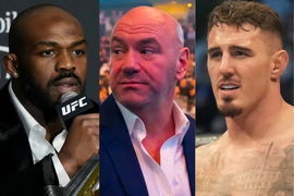 Jon Jones, Dana White and Tom Aspinall