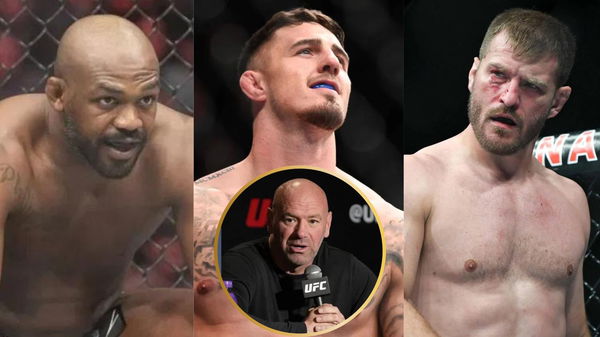 Jon Jones, Tom Aspinall, Stipe Miocic and Dana White