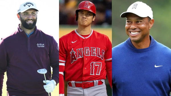 Jon Rahm Shohei Ohtani Tiger Woods Collage