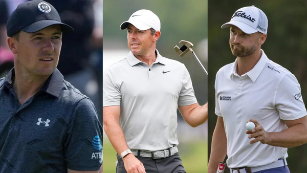 Jordan Spieth Rory McIlroy Wyndham Clark Collage