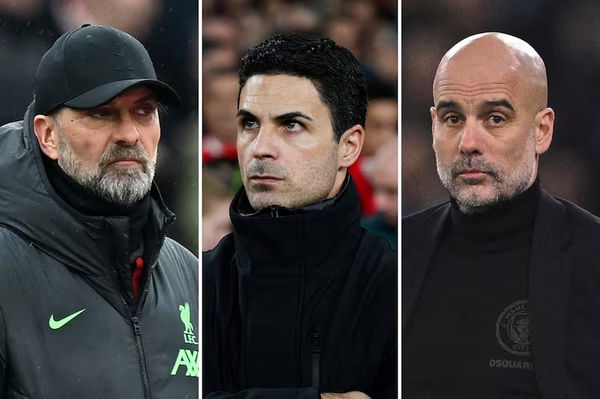 Jurgen Klopp, Mikel Arteta and Pep Guardiola