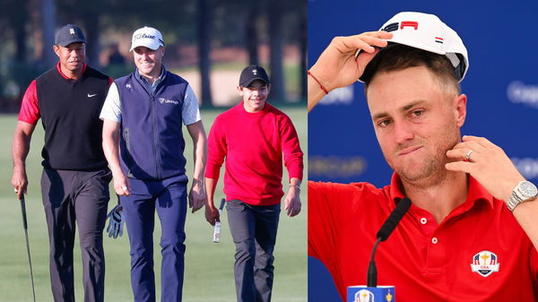 Justin Thomas, Tiger Woods, Charlie Woods Collage