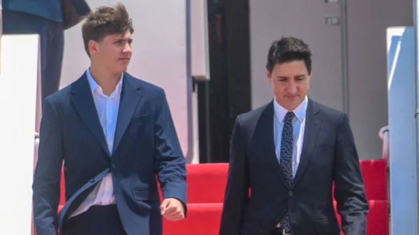 Justin Trudeau and his son