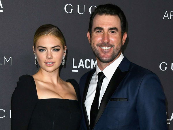 Kate Upton celebrates Justin Verlander before Astros-Phillies Game 1