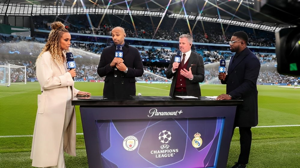 Thierry Henry Champions League On Cbs Sports L-R Presenter Jules