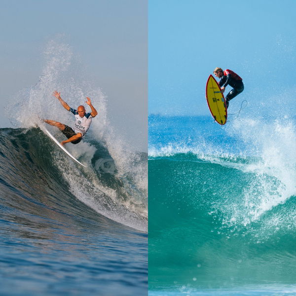 Kelly Slater (L) and John John Florence (R) Fi