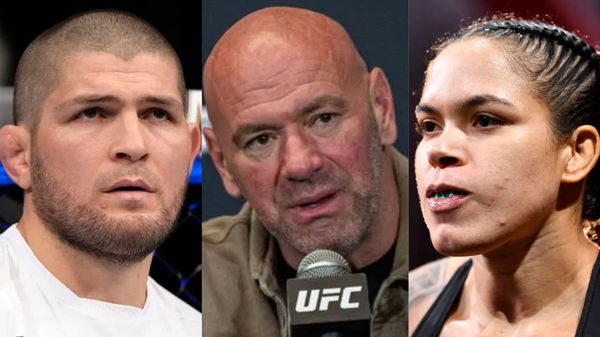 Khabib Nurmagomedov, Dana White and Amanda Nunes