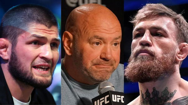 Khabib Nurmagomedov, Dana White and Conor McGregor