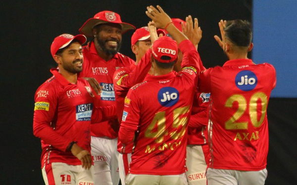 Indore: Kings XI Punjab players celebrate fall of Ajinkya Rahane&#8217;s wicket during an IPL 2018 match between Kings XI Punjab and Rajasthan Royals at Holkar Cricket Stadium in Indore, on May 6, 2018. (Photo: IANS)