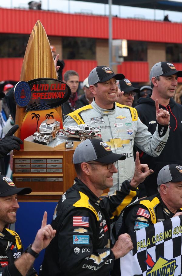 FONTANA, CALIFORNIA &#8211; FEBRUARY 26: Kyle Busch at the NASCAR Cup Series Pala Casino 400 at Auto Club Speedway on February