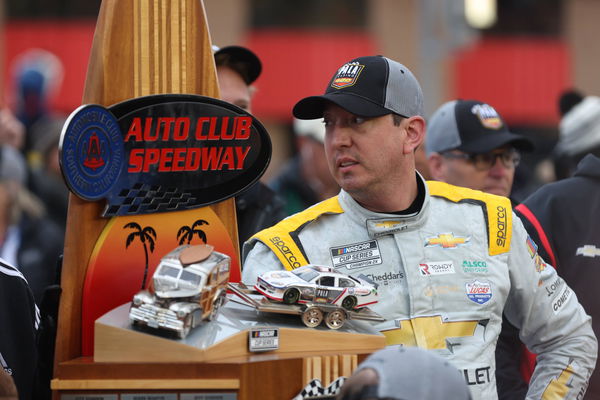 FONTANA, CALIFORNIA &#8211; FEBRUARY 26: Kyle Busch at the NASCAR Cup Series Pala Casino 400 at Auto Club Speedway on February