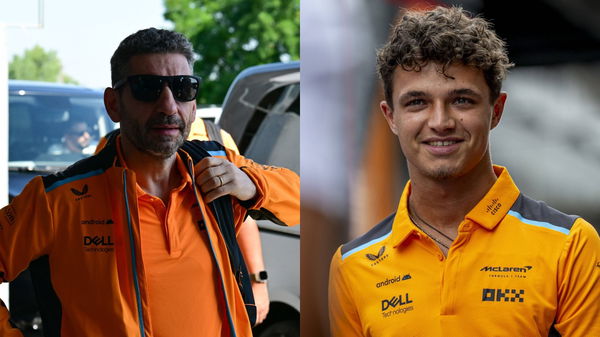 (L) Andrea Stella, (R) Lando Norris