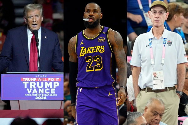 (L-R) Donald Trump, LeBron James, Adam Silver