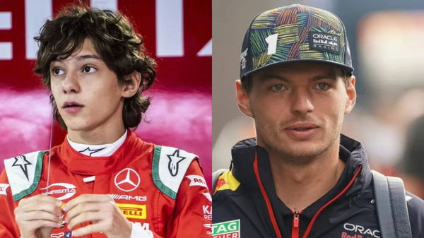 (L-R) Kimi Antonelli, Max Verstappen