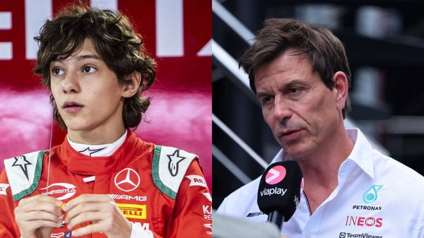 (L-R) Kimi Antonelli, Toto Wolff