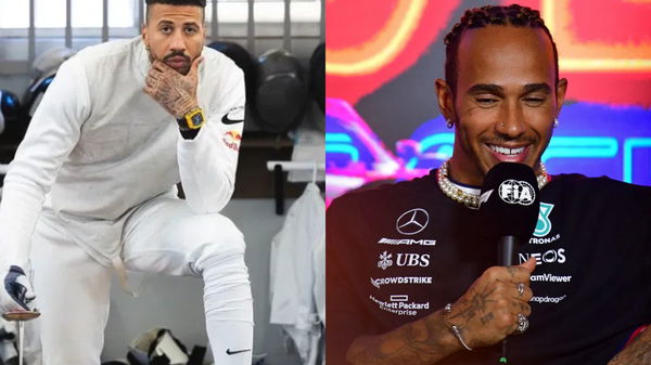 (L-R) Miles Chamley Watson, Lewis Hamilton