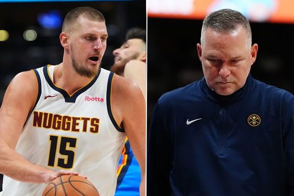 (L-R) Nikola Jokic, Michael Malone