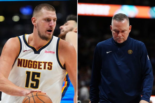 (L-R) Nikola Jokic, Michael Malone