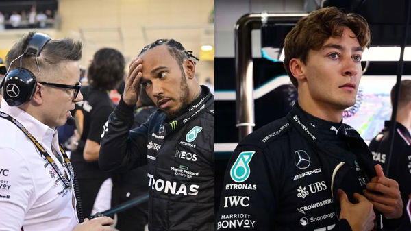 (L-R) Peter Bonnington &#038; Lewis Hamilton, George Russell