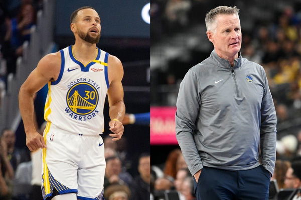 (L-R) Stephen Curry, Steve Kerr