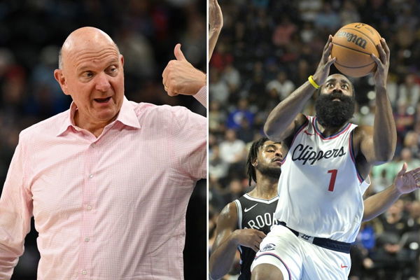 (L-R) Steve Ballmer, James Harden