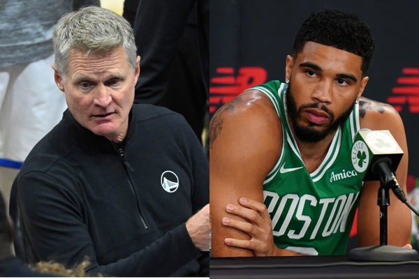 (L-R) Steve Kerr, Jayson Tatum