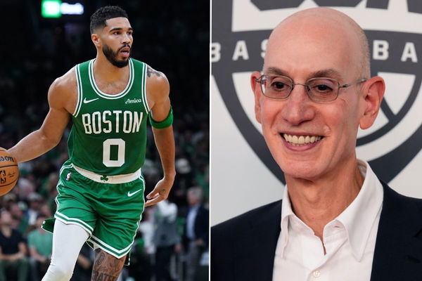 (L-R)Jayson Tatum, Adam Silver