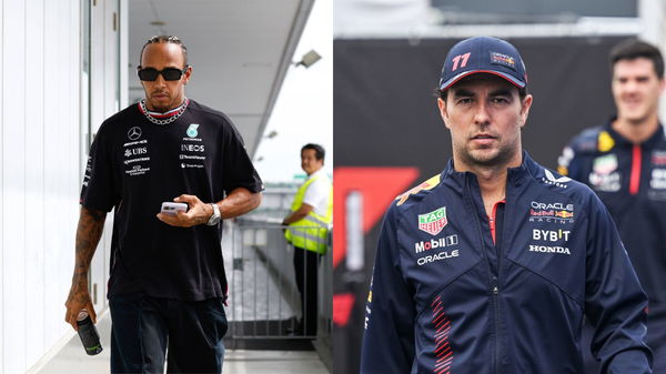 (L) Sergio Perez-(R) Lewis Hamilton