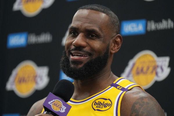 LeBron James during media day at the UCLA Health Training Center