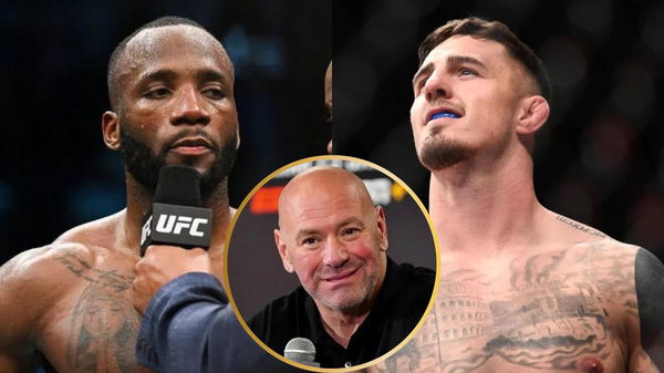 Leon Edwards, Dana White and Tom Aspinall