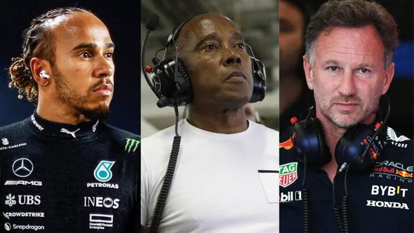 Lewis Hamilton, Anthony Hamilton, and Christian Horner