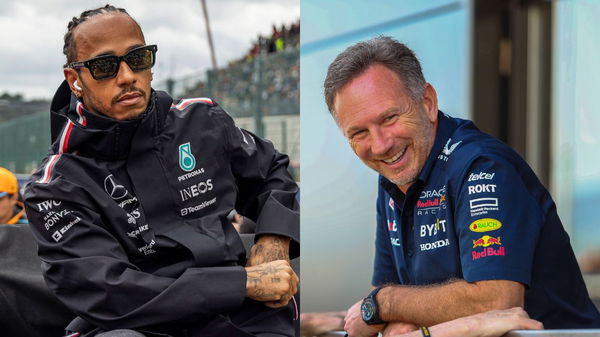 Lewis Hamilton (L) and Christian Horner (R)