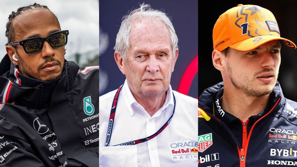 Lewis Hamilton Helmut Marko and Max Verstappen