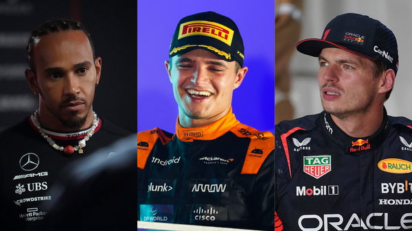 Lewis Hamilton, Lando Norris, and Max Verstappen